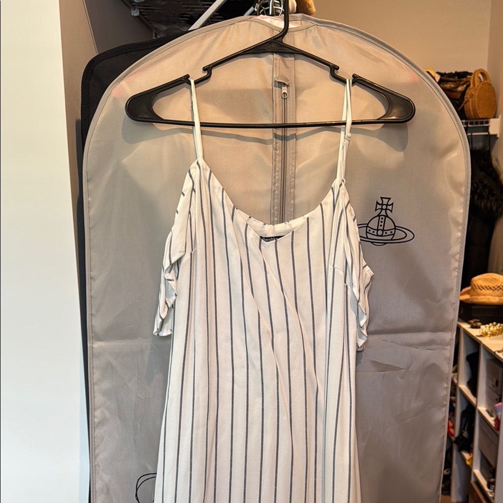 Bershka White and Black Striped Dress
